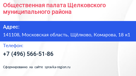Общественная палата Щелковского муниципального района - визитка