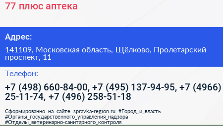 77 плюс аптека - визитка