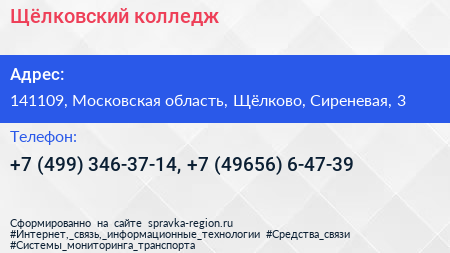 Щёлковский колледж - визитка