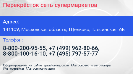 Перекрёсток сеть супермаркетов - визитка