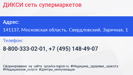 ДИКСИ сеть супермаркетов - визитка