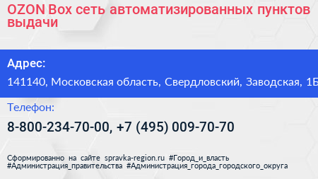 OZON Box сеть автоматизированных пунктов выдачи - визитка