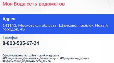 Моя Вода сеть водоматов - визитка