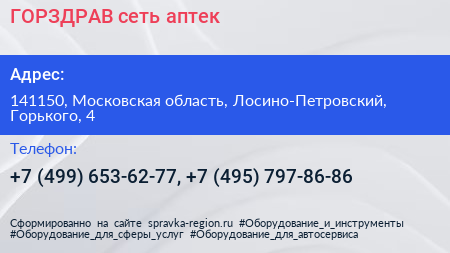 ГОРЗДРАВ сеть аптек - визитка