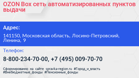 OZON Box сеть автоматизированных пунктов выдачи - визитка