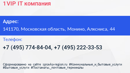 1 VIP IT компания - визитка