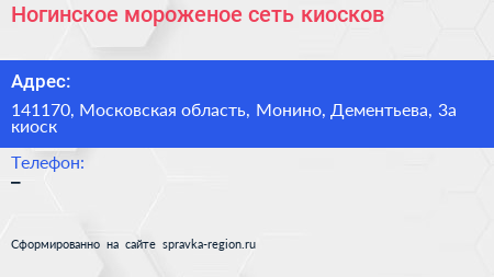 Ногинское мороженое сеть киосков - визитка