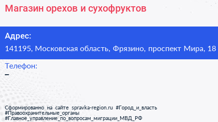 Магазин орехов и сухофруктов - визитка