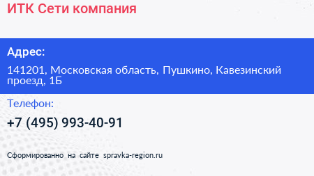 ИТК Сети компания - визитка