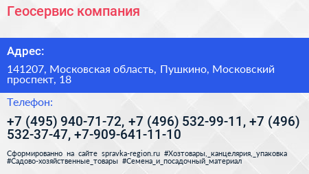 Геосервис компания - визитка