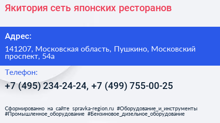 Якитория сеть японских ресторанов - визитка