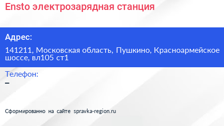 Ensto электрозарядная станция - визитка