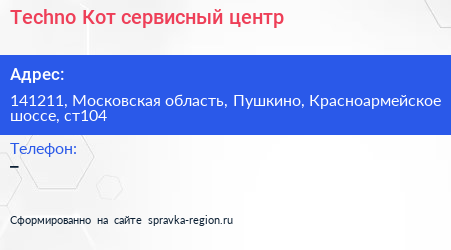 Techno Кот сервисный центр - визитка