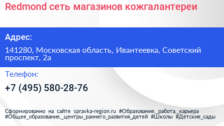 Redmond сеть магазинов кожгалантереи - визитка