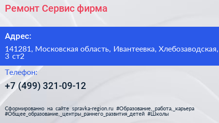 Ремонт Сервис фирма - визитка