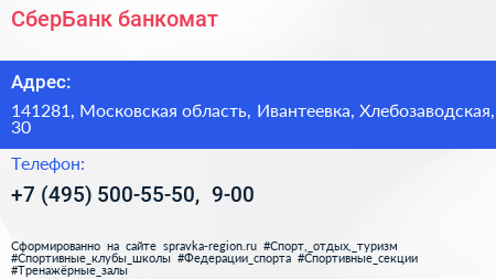 СберБанк банкомат - визитка