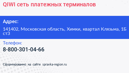 QIWI сеть платежных терминалов - визитка