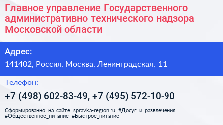 Главное управление Государственного административно технического надзора Московской области - визитка