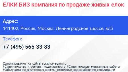 ЁЛКИ БИЗ компания по продаже живых елок - визитка