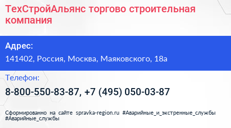 ТехСтройАльянс торгово строительная компания - визитка