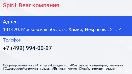 Spirit Bear компания - визитка