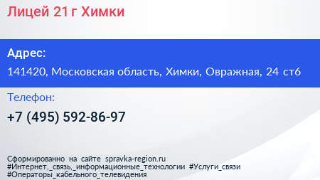 Лицей 21 г Химки - визитка