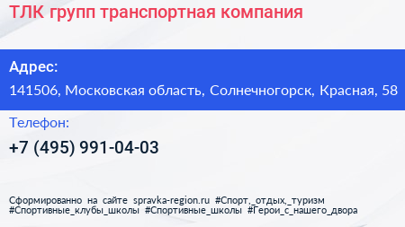 ТЛК групп транспортная компания - визитка