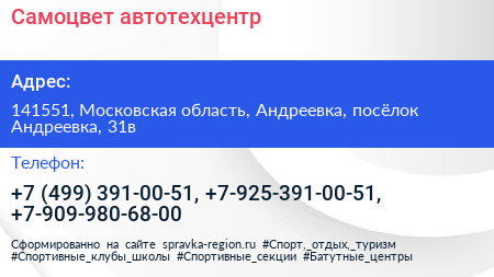 Самоцвет автотехцентр - визитка