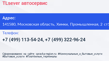 TLsever автосервис - визитка