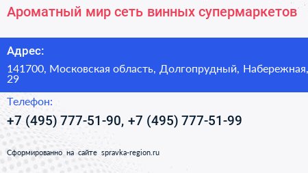 Ароматный мир сеть винных супермаркетов - визитка