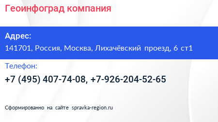 Геоинфоград компания - визитка