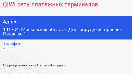 QIWI сеть платежных терминалов - визитка