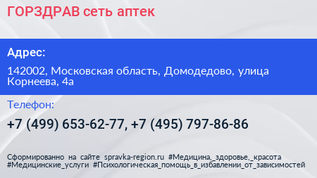 ГОРЗДРАВ сеть аптек - визитка