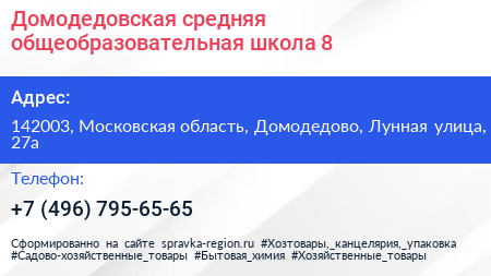 Домодедовская средняя общеобразовательная школа 8 - визитка