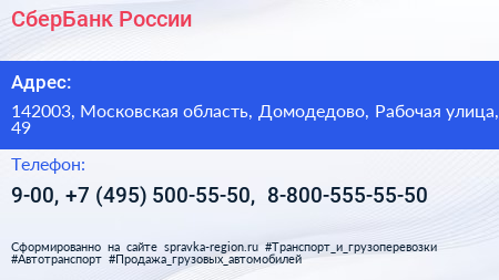 СберБанк России - визитка