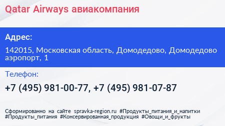 Qatar Airways авиакомпания - визитка