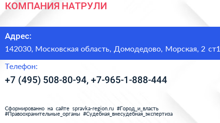 КОМПАНИЯ НАТРУЛИ - визитка