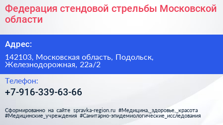 Федерация стендовой стрельбы Московской области - визитка