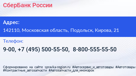 СберБанк России - визитка