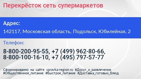 Перекрёсток сеть супермаркетов - визитка