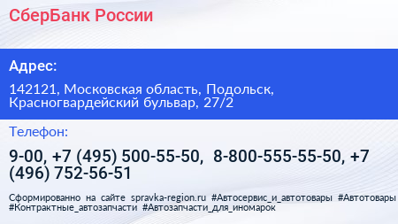 СберБанк России - визитка