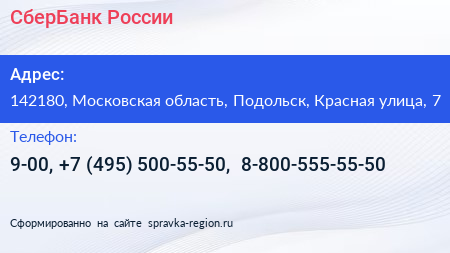 СберБанк России - визитка