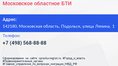Московское областное БТИ - визитка