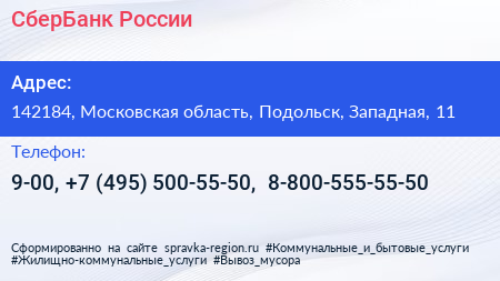 СберБанк России - визитка