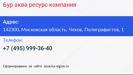 Бур аква ресурс компания - визитка