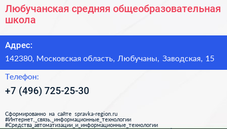Любучанская средняя общеобразовательная школа - визитка