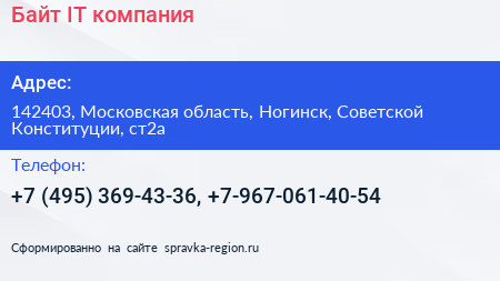 Байт IT компания - визитка