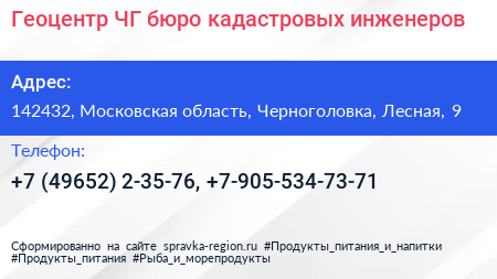 Геоцентр ЧГ бюро кадастровых инженеров - визитка