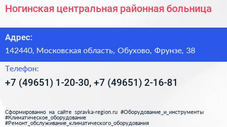 Ногинская центральная районная больница - визитка