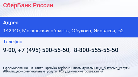 СберБанк России - визитка